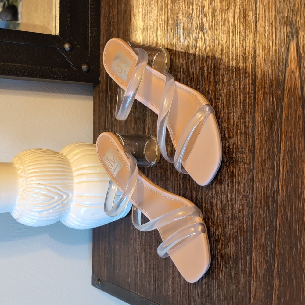 dolce vita nude clear block heel sandal